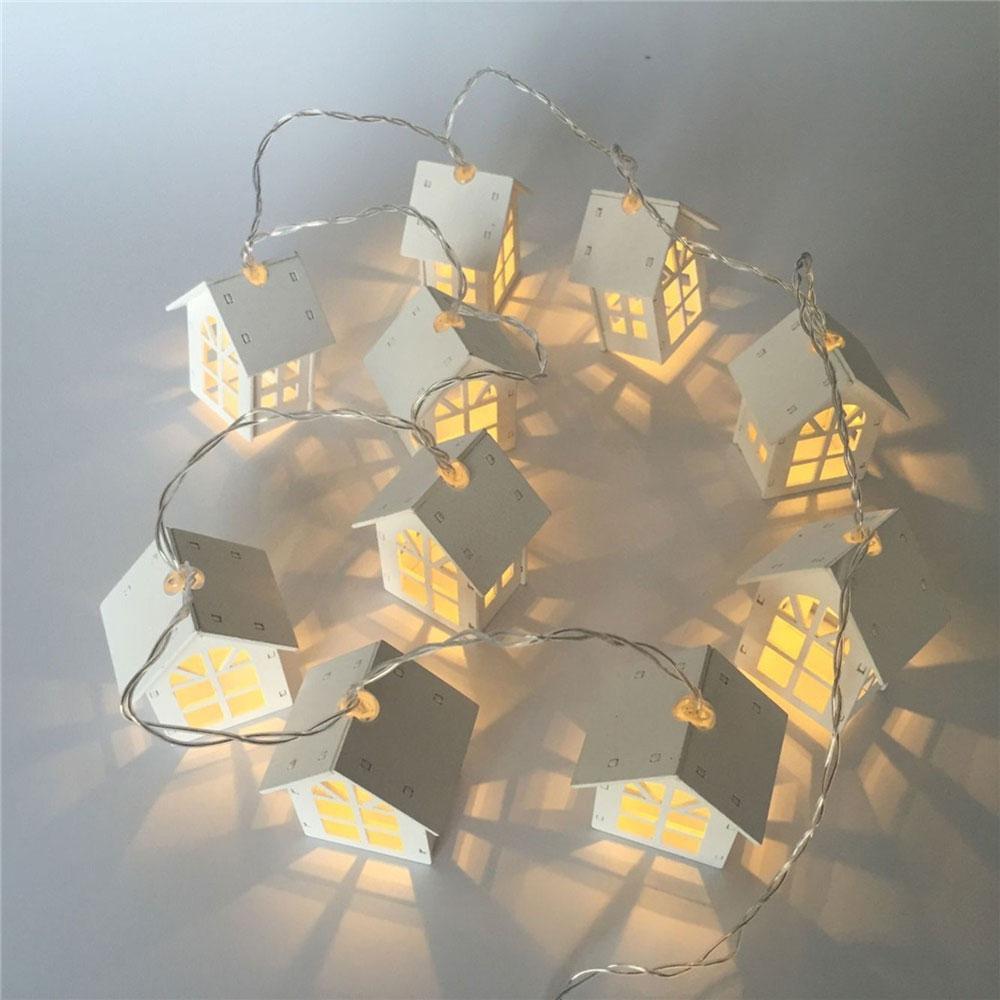 2M Wood House LED String Light Fairy Garland USB/Battery Operated Festoon for Xmas Wedding Party Bedroom Table Decoration Lamps