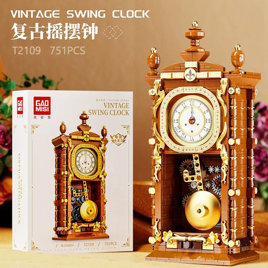 Non-Toxic 751Pcs Classic Retro Series Swing Clock Building Blocks With Pendulum Construction Brick Set Gift For Kids Adult