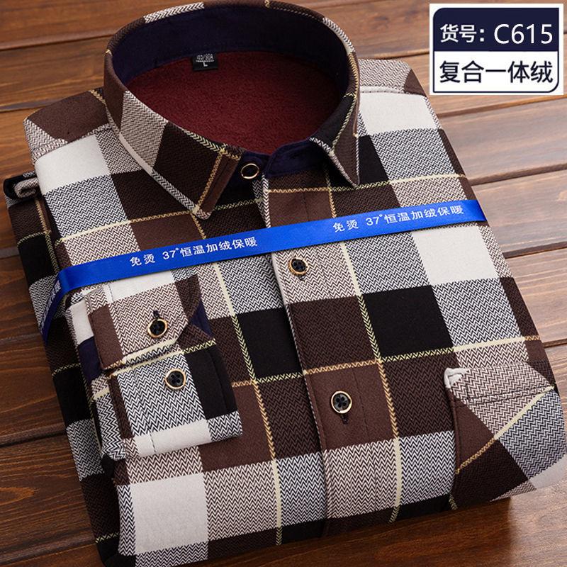 

2025 Autumn and Winter New Fashion Trend Plaid Shirt Men s Casual Comfort Plus Fleece Thick Warm High Quality Long Sleeve Shirt 4XL