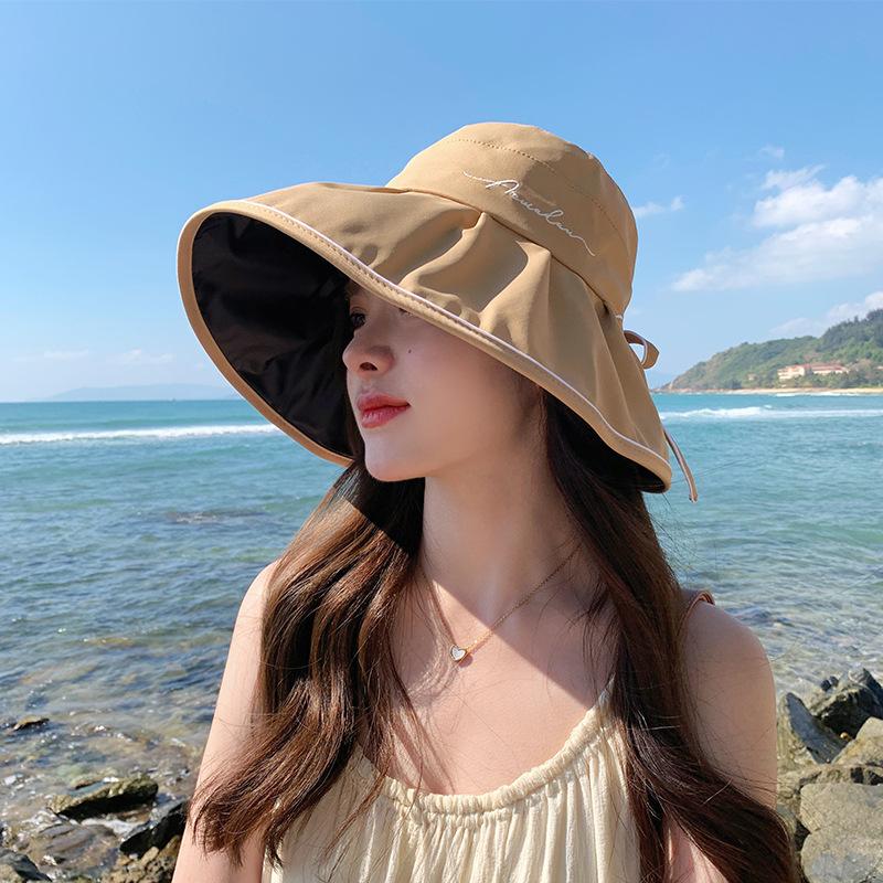 New hat summer women summer vinyl visor sunscreen face bucket hat anti purple line sun hat