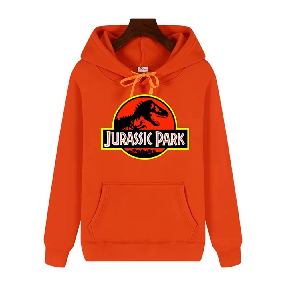 2025 Men's High-end Quality Jurassic Park Pattern Print Autumn Winter Thick Warm Outdoor Hooded Hoodie Harajuku Leisure Fashion