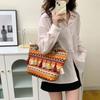 Tassel Ethnic Style Shoulder Bag Stripe Canvas Colorful Handbag Embroidery Tote Bag  Outdoor