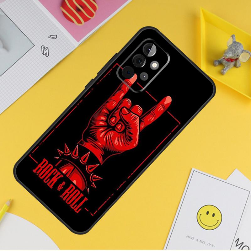Rock and Roll Totenkopf Hülle Für Samsung Galaxy A53 A33 A23 A13 A06 A56 A16 A36 A55 A35 A17 A54 A34 A14 A52 A32 A15