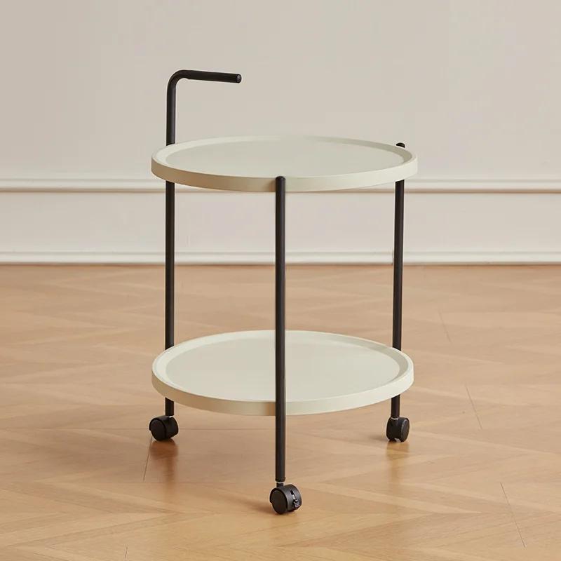 Sofa Small Round Table Balcony Light Luxury Round Small Apartment Side Table  Nordic Coffee Table Movable Dining Car Trolley