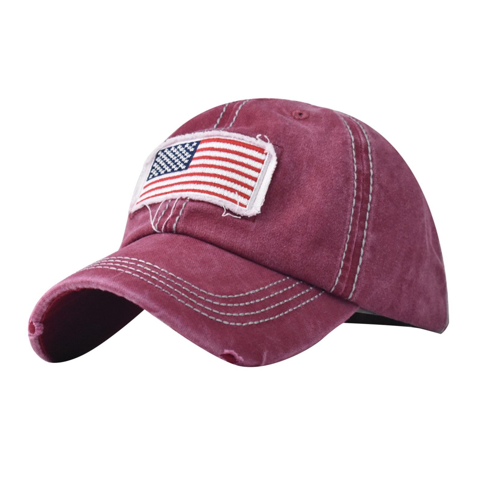 Adjustable Baseball Cap with Embroidered Patch Distressed Cotton Twill Fabric Classic Six-Panel Design Curved Brim Unisex Sun Protection Hat One Size винный