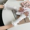 Long Length Women Fingerless Arm Sleeves Elastic Lace Elbow Sleeves Ruffle Sleeves For Women