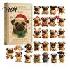Interaktives Feiertagsspiel Shih Tzu Adventskalender, 24-Tage Countdown Spielzeug-Set mit Mini-Hundefamilie zu Weihnachtsfiguren, Baumhänge-Dekoration, Geschenk