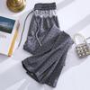 Women's High Waist Polka Dot Wide Leg Pants with Lace Trim - 2025 Spring Collection