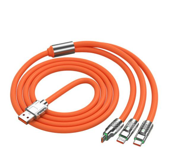 Zinc Alloy PD Fast Charging Cable for Apple, Huawei, Android Devices 1.2m 3-in-1 bare cable