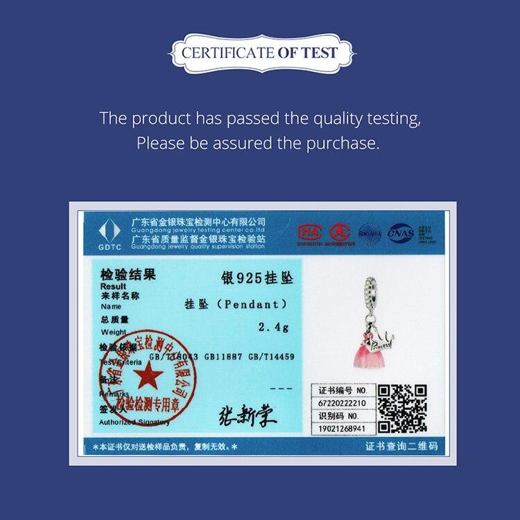 WOSTU Robe en argent Sterling 925 rose, couronne de princesse, pendentif à perles, adapté au Bracelet Original, collier, bijoux pour femmes