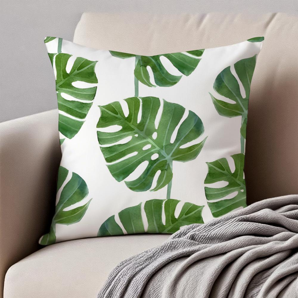 Modern style Leaf Cushion Cover Pillowcase Antidustmite Invisible Zipper Short Plush Sofa Cushion