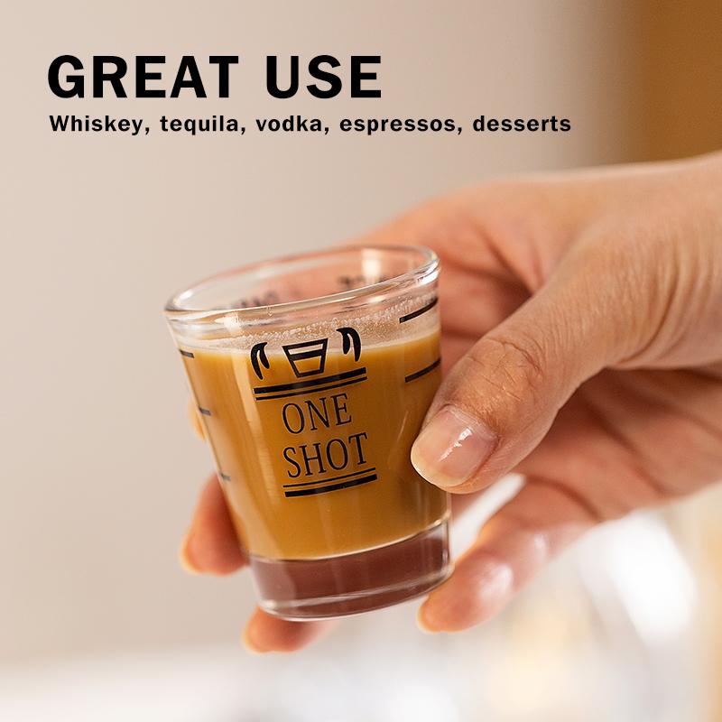 Scale Coffee  Cup Shot Glass, BPA-Free Premium Liquid Heavy Glass, Espresso Measuring Cups, Glass Measuring Baking Cups