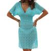 [Customized] Spot New Amazon Beach Blouse Deep V-neck Beach Skirt Wavy Hollow Dress