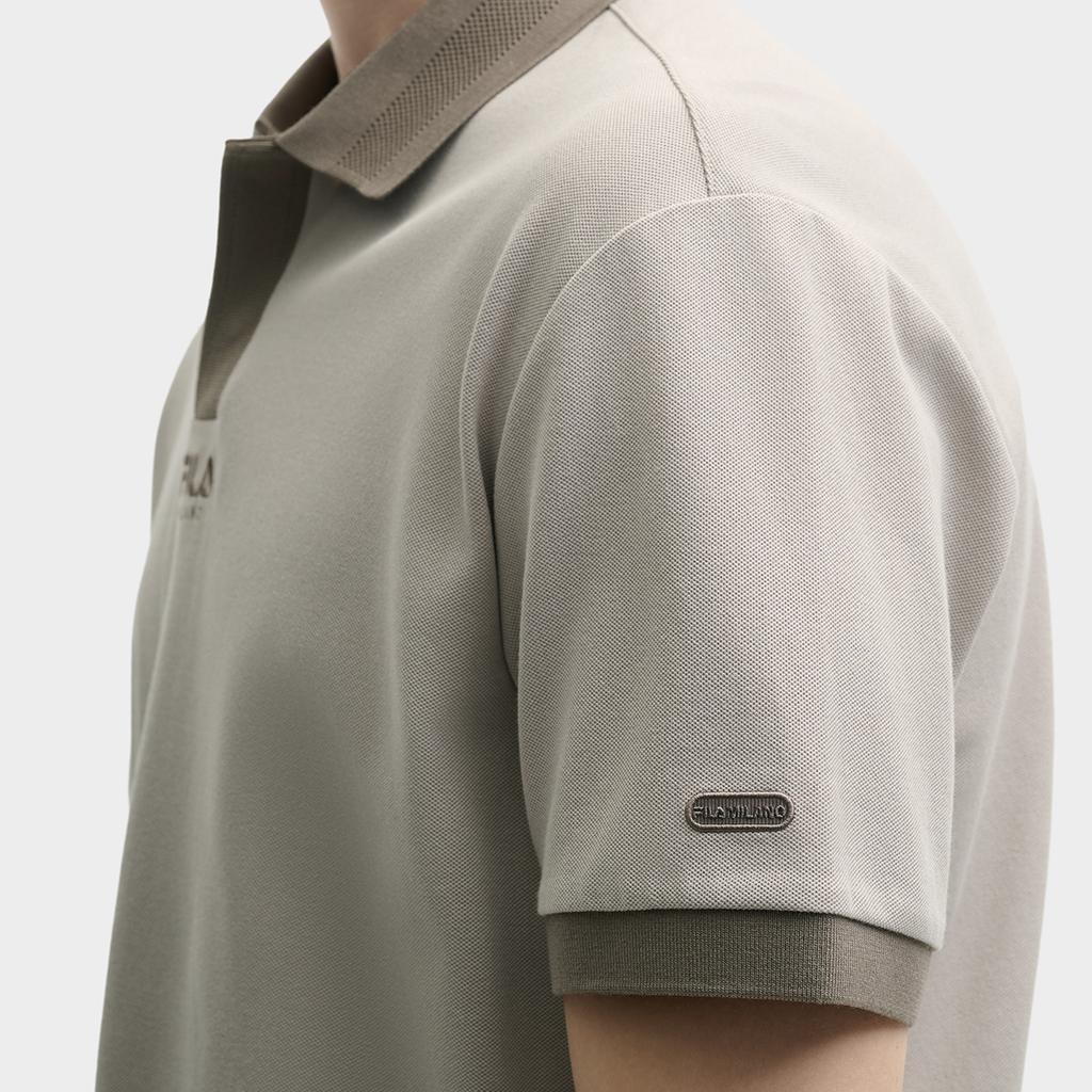 Fila Milano Series Casual Versatile Logo Short Sleeve Polo Shirt Men Tops Gray F11M525108F-GY