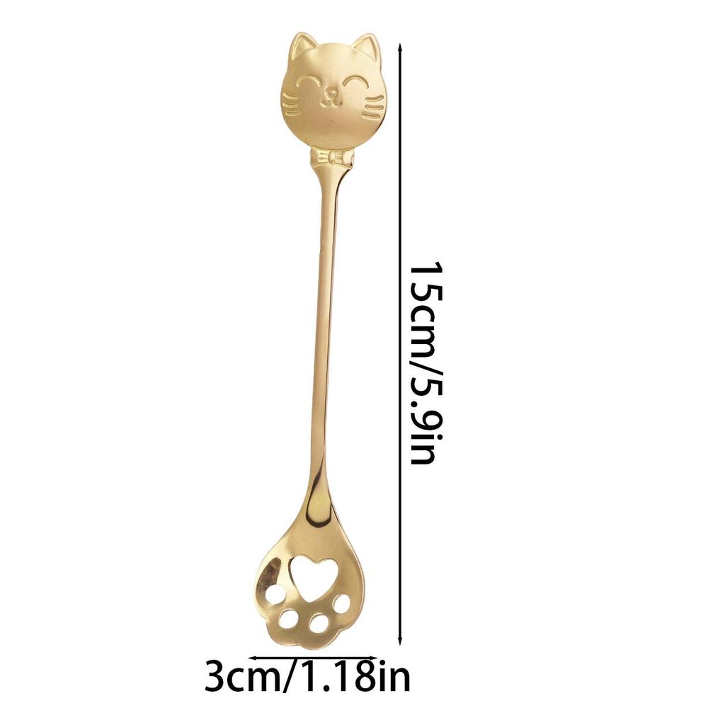 Stainless Steel Cat Claw Coffee Spoon Small Stirring Spoons Ice Cream Cake Dessert Teaspoon Scoops Tableware Kitchen Tools