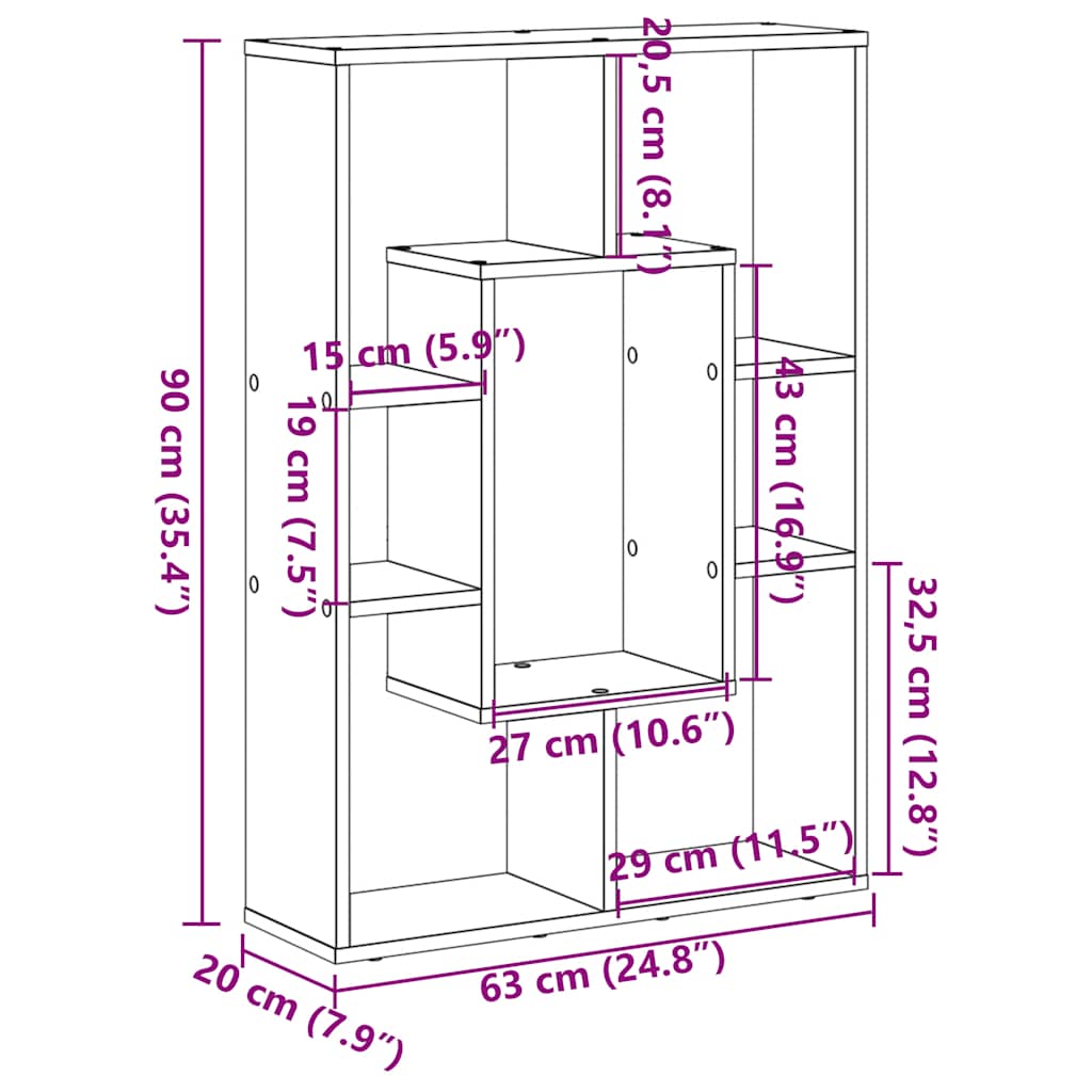 Bookshelf Artisan Oak 63 x 20 x 90 cm Particleboard