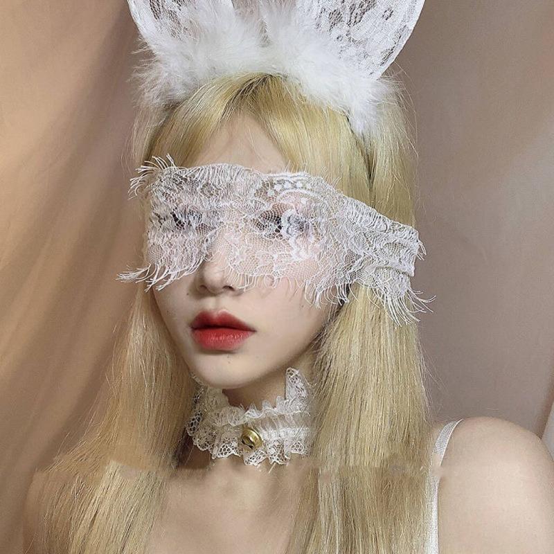 Lace Eye Mask Hairpin, Cute Rabbit Ears Hairband, Cat Ears Headband, Makeup Head Accessory