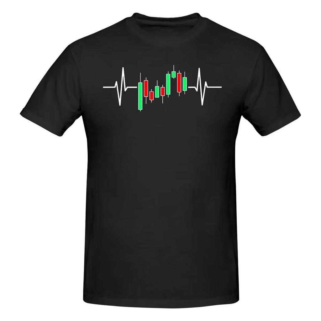 2026 Funny Trader Heartbeat Pulse Stock Market Trading T Shirts Graphic Cotton Streetwear Short Sleeve Bi