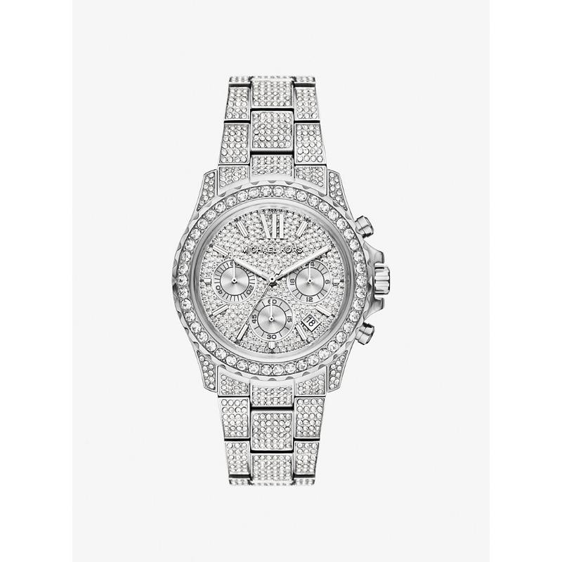 Большие серебристые часы Michael Kors Everest с паве MKO1227 серебряный