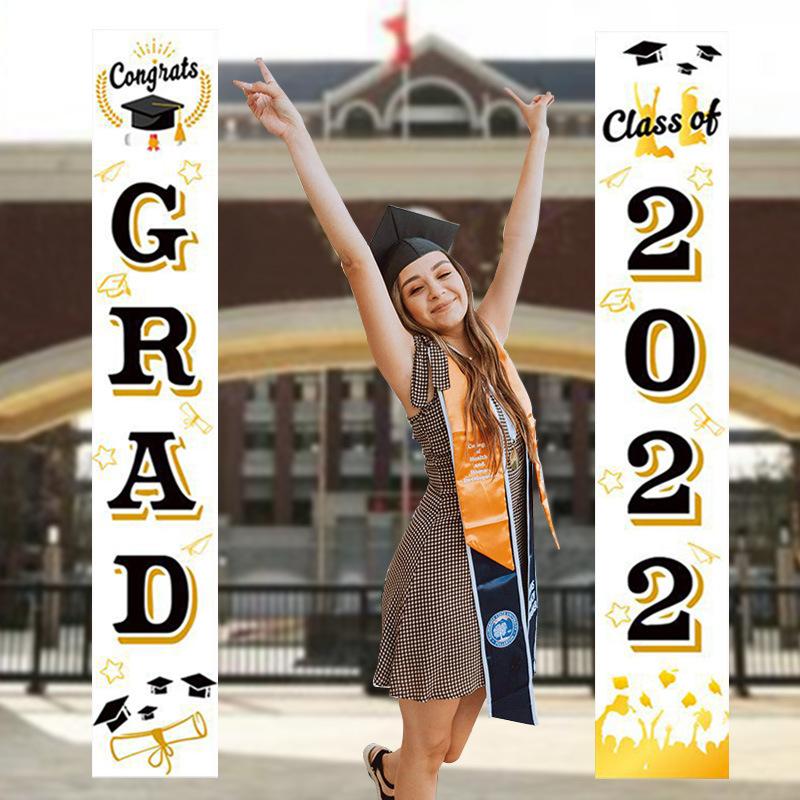 2022 Graduation Party Decoration Graduates Couplet Banners Class Of Congrats GRAD Door Porch Hanging Flag Graduation Party Decor
