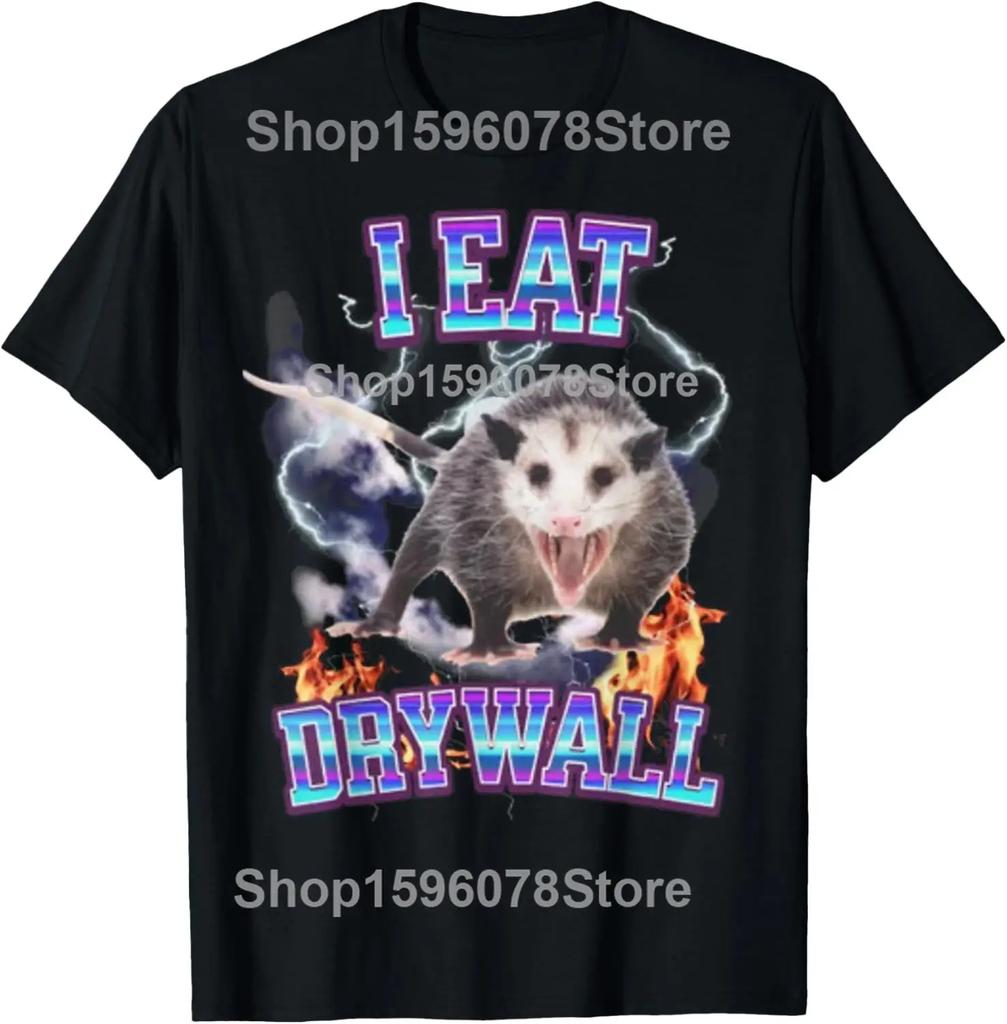 Zuerst einmal bin ich ein entzückendes wütendes Opossum Possum Wildtier T-Shirts Herren Streetwear T-Shirt Kurzarm Unisex Lockere Kleidung