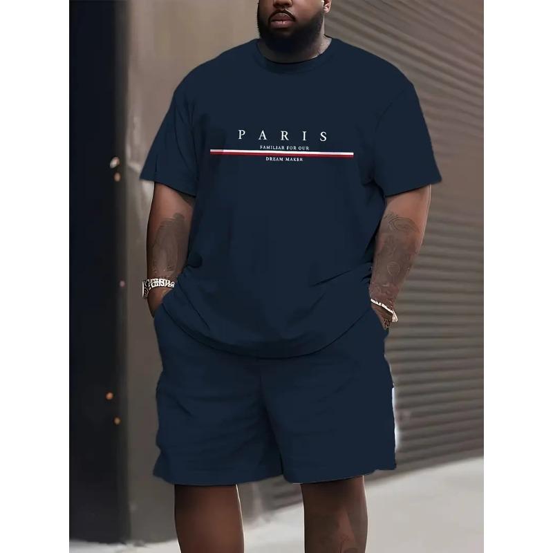 Men's Summer Printed Casual Fashionable Comfortable Loose Short Sleeved Two-piece Sport Wear