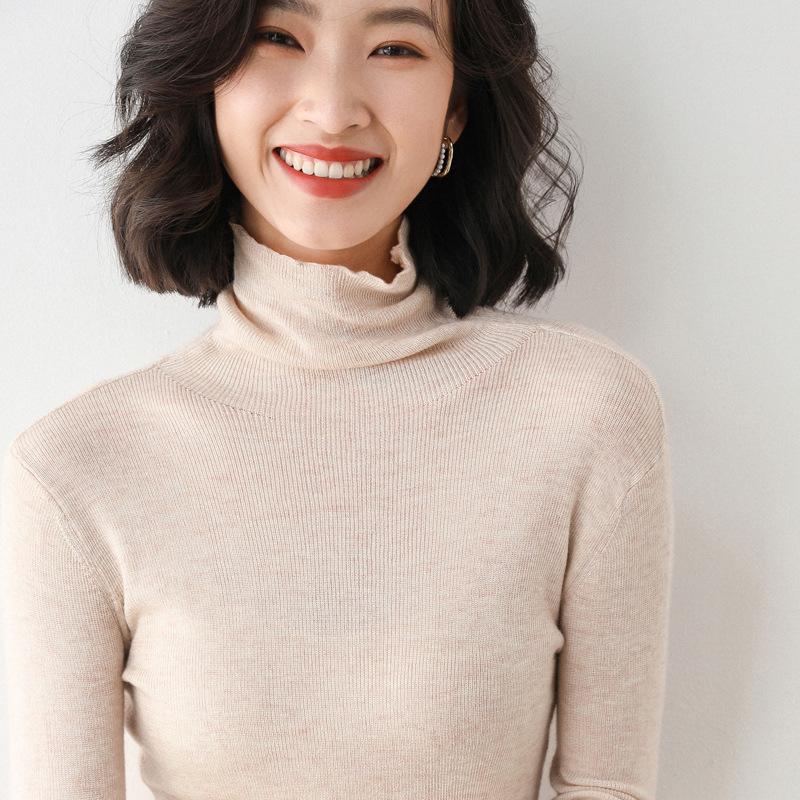 Women's Slim Fit High Neck Wool Base Layer Sweater - Autumn/Winter Collection