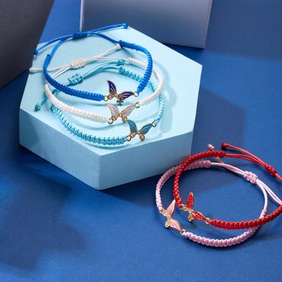 European & American Boho Chic Butterfly Charm Handmade Rope Bracelet