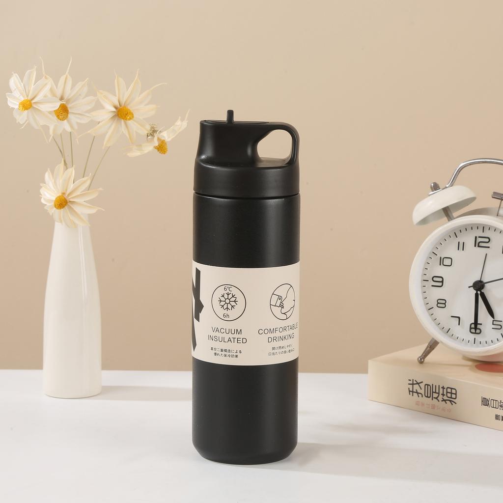 Japanese Minimalist Spout Cup for Boys and Girls Portable Stainless Steel Strap Japanese High-end Sports Spout Cup Water Bottle