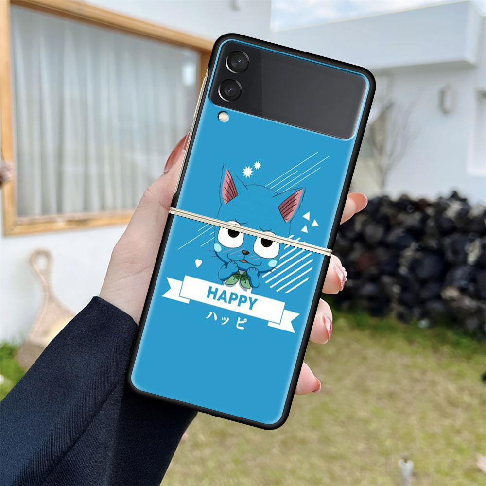 

Роскошный чехол для Samsung Galaxy Z Flip 4 3 5G, черный ПК, жесткие чехлы для телефонов, модная задняя крышка ZFlip Funda FAIRY TAIL, аниме Shell Sac Samsung Z Flip 5G