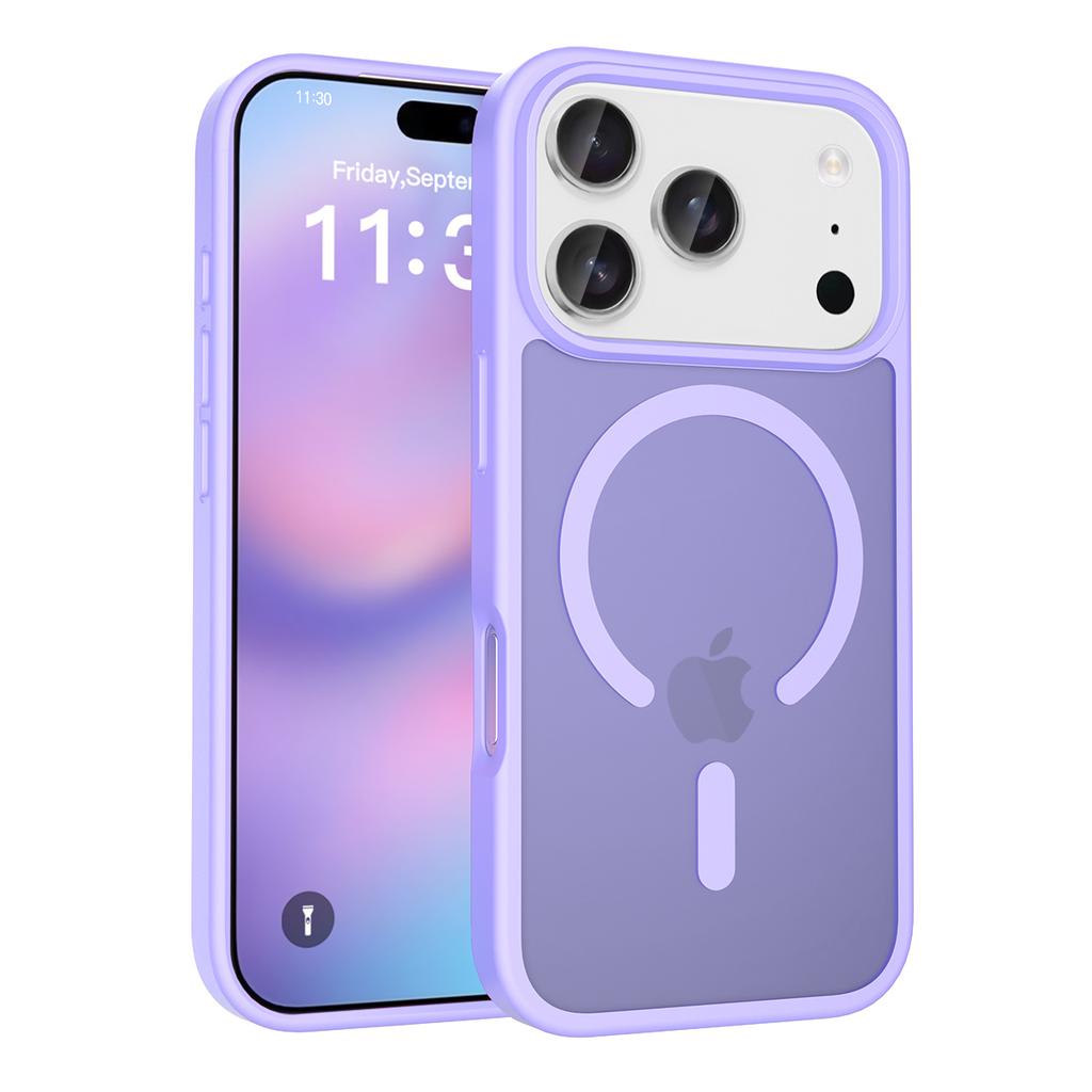 For iPhone 17 Pro Case Compatible with MagSafe TPU Frame Acrylic Back Phone Cover Skin Touch