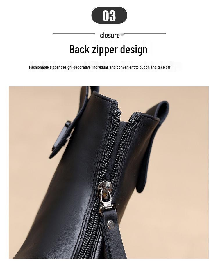 Women's Versatile Fleece-Lined Chelsea Boots: Thick-Soled, Soft, Ankle-High Fashion in New British Style.