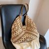 Commuter Large-capacity Straw Shoulder Bag Women's  New Popular Knitted Hollow Handbag Fashion Shoulder Bucket Bag