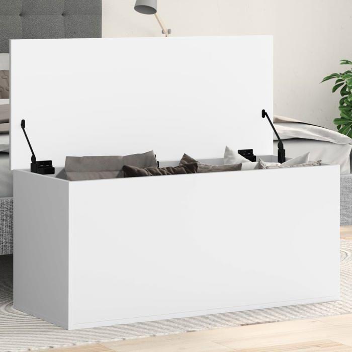 VidaXL Boîte de rangement blanc 100x42x46 cm bois d'ingénierie, boîte à couvertures, coffre de rangement, boîte de rangement 840660