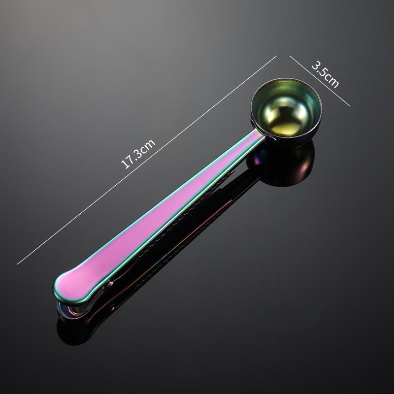 HANYANG 430 Edelstahl-Kaffeelöffel-Clip, Mehrzweck-Beutel-Verschlussclip, PVD-titanbeschichtet