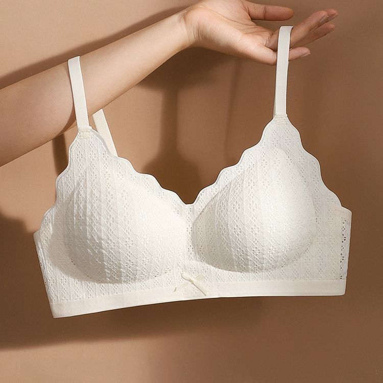 

Girls Solid Simple Underwear Lace Push Up Bras For Women Soft Thin Wire Free Backlesss Lingerie 34/75AB привид білого кольору