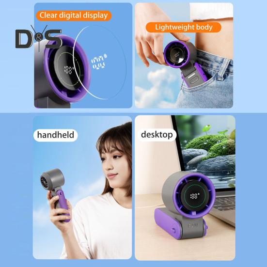 Přenosný ruční chladicí ventilátor s digitálním displejem 10800 ot./min. Silný proud vzduchu Nastavitelný USB dobíjecí mini osobní ventilátor