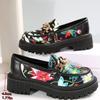 Autumn and winter new round head flat sole shoes women's printing versatile