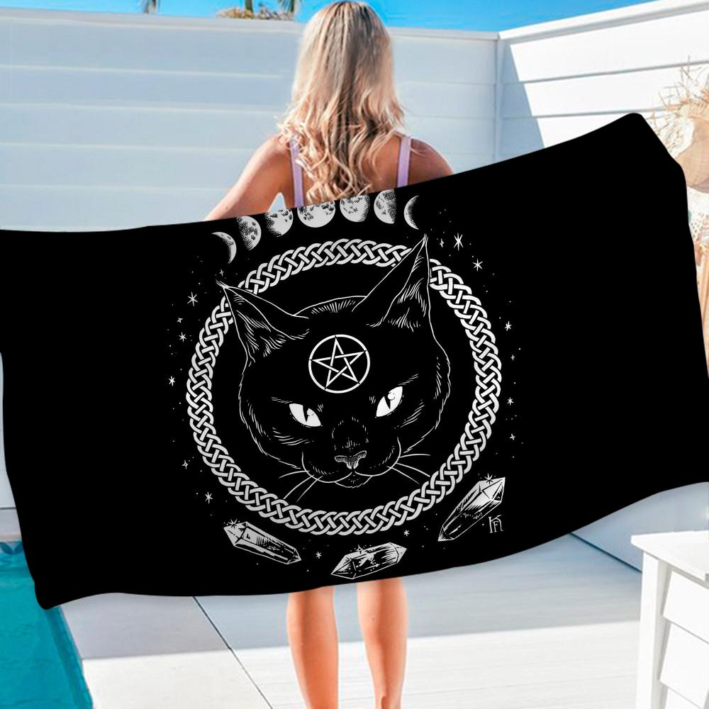 Witches Moon Tarot Beach Towel Colorful Bath Towels for Girl Microfiber Quick Dry Custom Sand Free Beach Yoga Spa Gym Pool