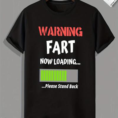 Men's Summer Loose 100 Cotton Warning Fart Print T-shirt Top, Casual Harajuku Top, Funny Graphic T-shirt Fashion 2025