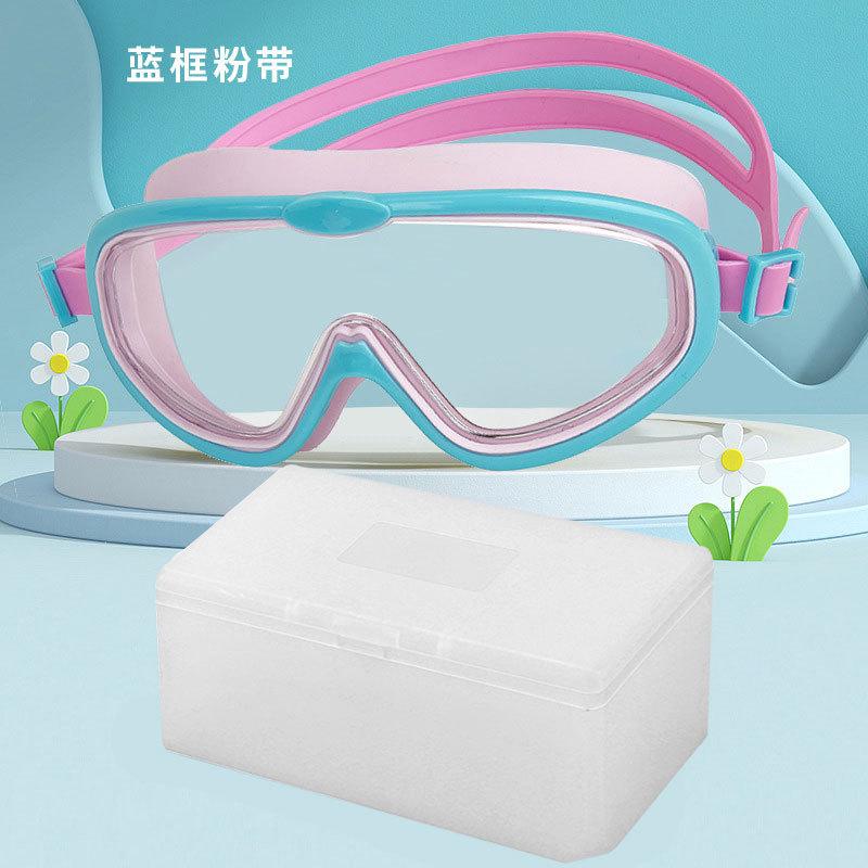 New high definition waterproof and anti-fog silicone swimming glasses earplugs integrated large frame