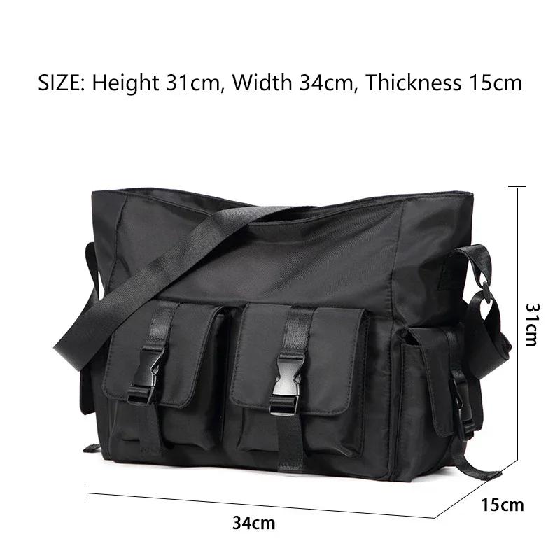 Lässige Wasserdichte Messenger-Umhängetasche mit Großer Kapazität für Herren, Crossbody-Schultasche für Teenager, Outdoor-Mann, Schwarz, Große Reisetaschen