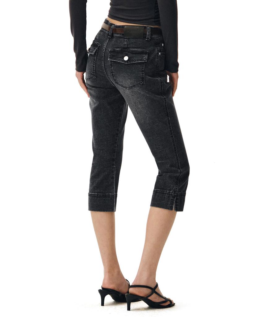 Deketeuumeon Seamed Low Rise Capri Jeans Dcwpt024Black