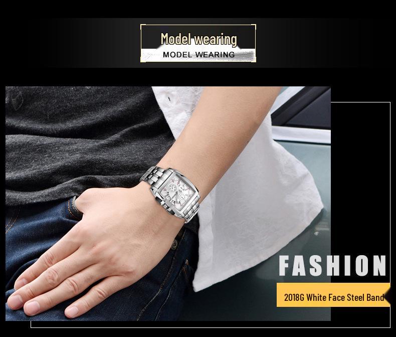 MEGIR Men's Sports Outdoor Stainless Steel Square Watch, 2018 Edition