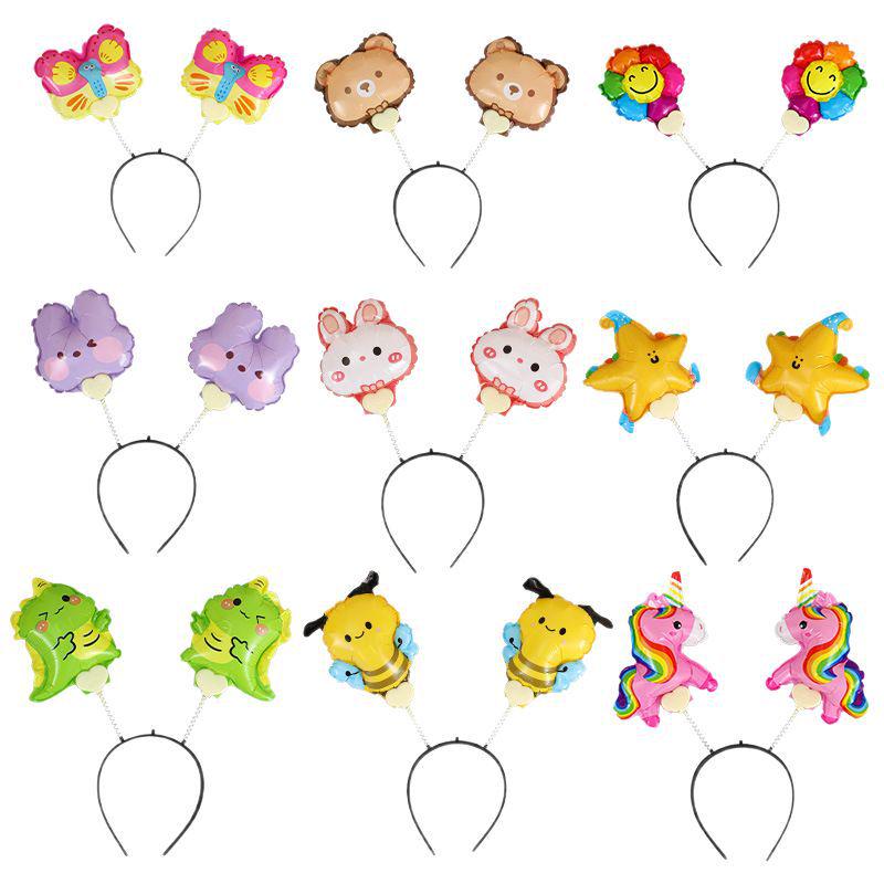 Spring Cartoon Headband Balloons for Children's Birthday Party Decoration and Gifts