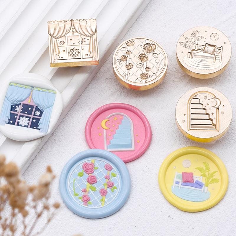 Stempellack Siegel Kupferkopf Künstlerisches Relief Rose Umschlag Tulpe Kerzenlicht Maiglöckchen Flammenfarbe Siegelkopf