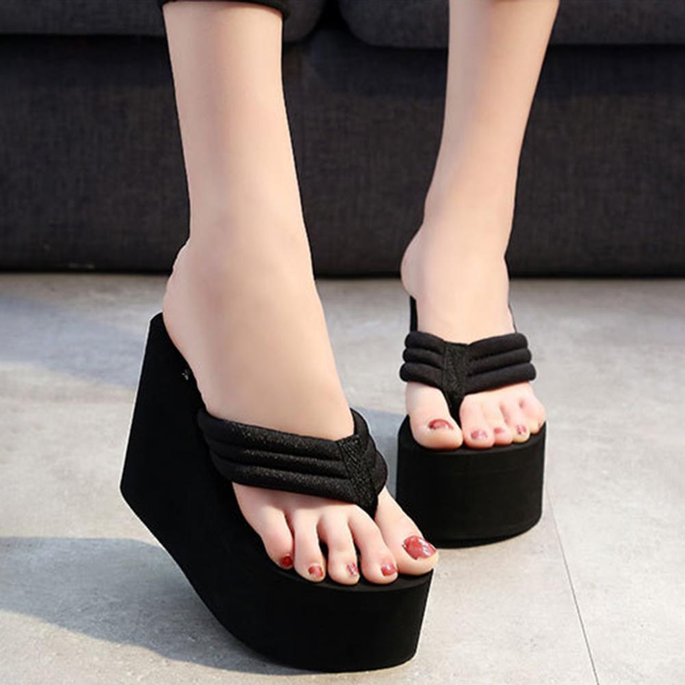 Women Thick Sole Flip Flops Stylish Women'S Platform Flip Flops With Arch Support For Beach Casual Wear Non-Slip Thick-Sole Set