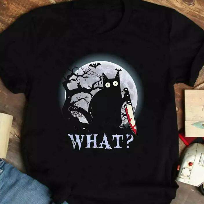 Cat What Black Cat Shirt Murderous Cat With Knife Shirt T-shirt hot shirt XXXL