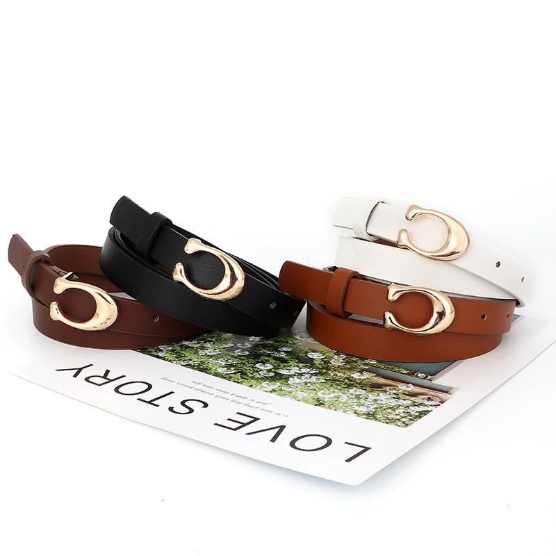 Pu Womens Leather Belt With C Alphabet Buckle Design For Office Casual Wear