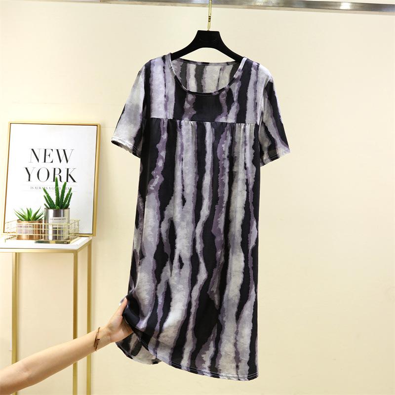 2025 Women's Summer Floral Cotton & Silk Dress - Slimming French Style with Pleated Rayon & Short Sleeves